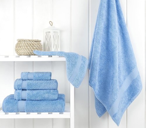 Cotton Paradise 6 Piece Towel Set - 100% Soft Absorbent Turkish Towels in Sky Blue | 2 Bath, 2 Hand, 2 Washcloths