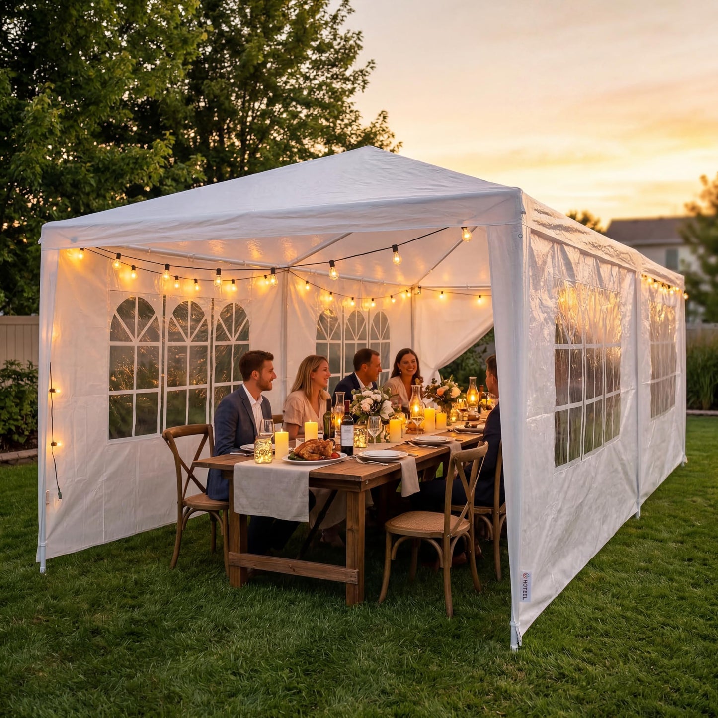 HOTEEL 10x30FT Party Tent with 8 Removable Sidewalls for Parties Carpas para Fiestas, Weddings, BBQ, Waterproof Outdoor Event Canopy, Patio Camping Gazebo, White