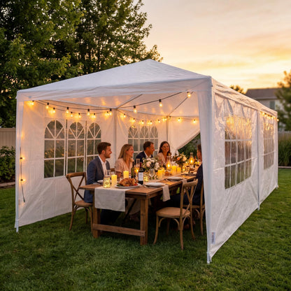 HOTEEL 10x30FT Party Tent with 8 Removable Sidewalls for Parties Carpas para Fiestas, Weddings, BBQ, Waterproof Outdoor Event Canopy, Patio Camping Gazebo, White