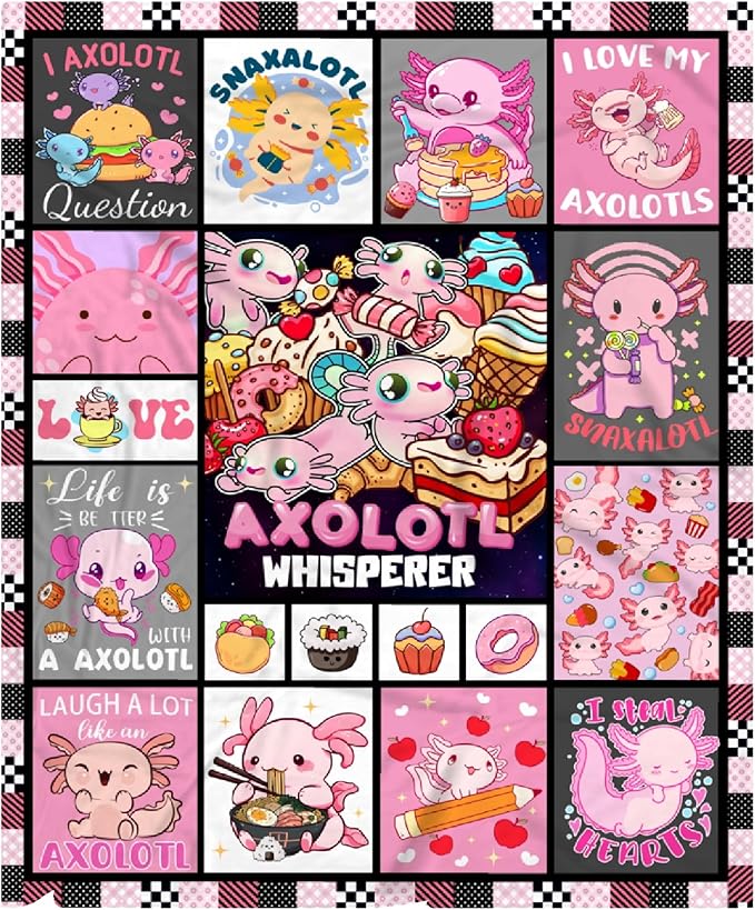 Axolotl Whisperer Food Blanket Gifts for Girls Boys Women - Super Soft Cozy Warm Throw Sheet for Couch Bed Sofa Office Decor All Season 60x80 for Adult