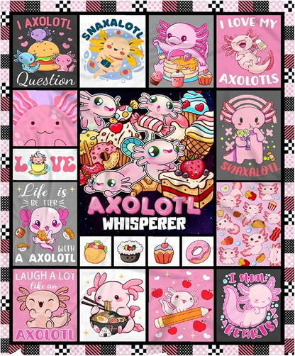 Axolotl Whisperer Food Blanket Gifts for Girls Boys Women - Super Soft Cozy Warm Throw Sheet for Couch Bed Sofa Office Decor All Season 60x80 for Adult
