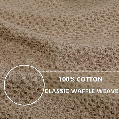 Homaxy 100% Cotton Waffle Weave Kitchen Dish Towels, Ultra Soft Absorbent Quick Drying Cleaning Towel, 13 x 28 Inches, 4-Pack, Tan