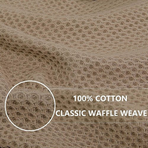 Homaxy 100% Cotton Waffle Weave Kitchen Dish Cloths, Ultra Soft Absorbent Quick Drying Dish Towels, 12 x 12 Inches, 6-Pack, Tan