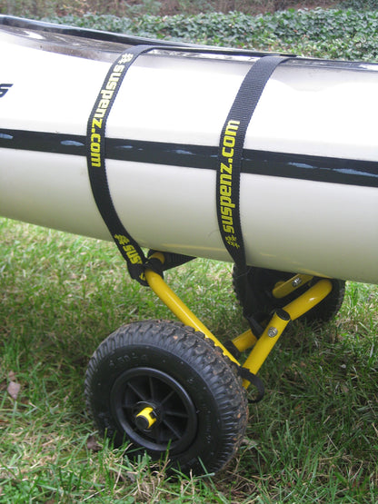 Suspenz Stowable Kayak Carrier Cart, SK Trailer Cart with Airless Wheels and Straps, Yellow, (22-1166)