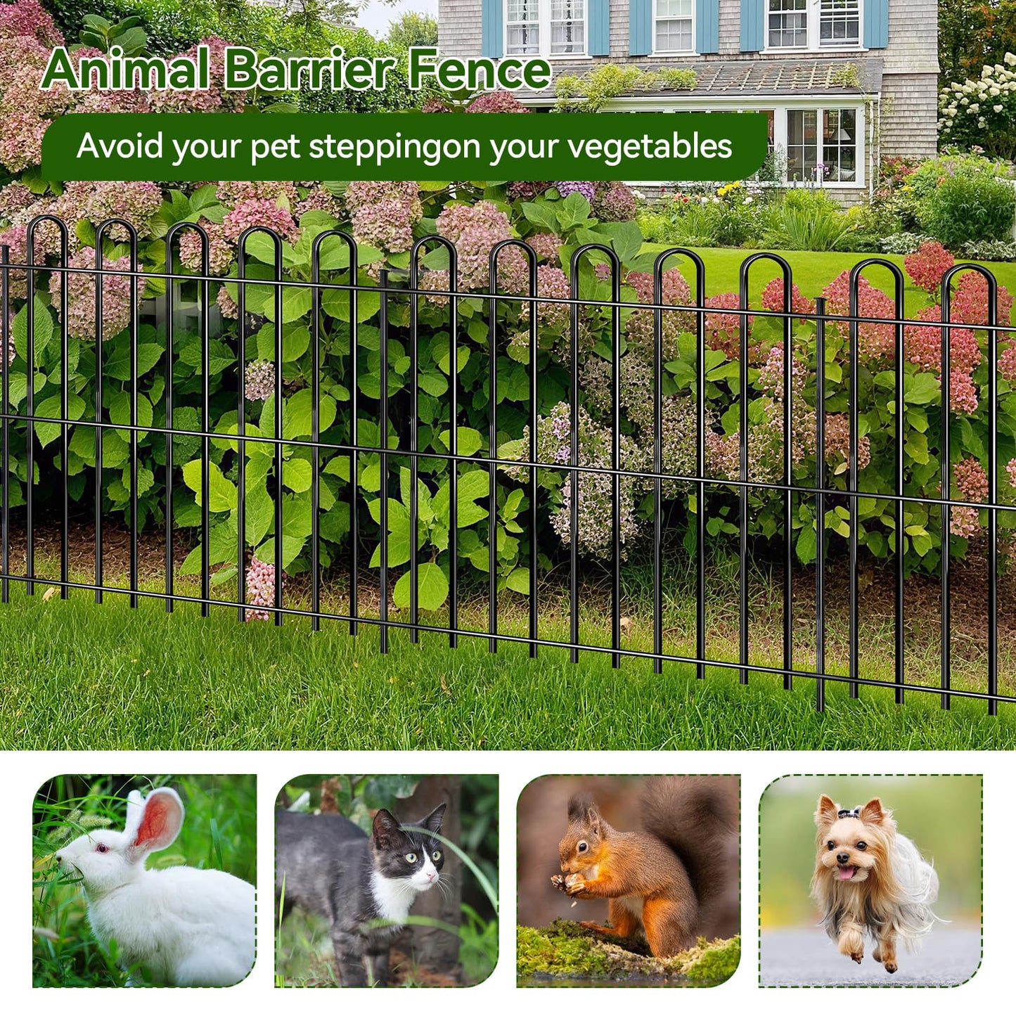 25 Panels Decorative Garden Fence, 50ft X 32in Rustproof Metal Animal Barrier Fence, No Dig Fence Garden Fence, Arched Flower Bed Edging Ornamental Wire Border Fencing for Outdoor Yard, Patio Decor