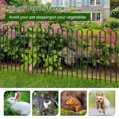 25 Panels Decorative Garden Fence, 50ft X 32in Rustproof Metal Animal Barrier Fence, No Dig Fence Garden Fence, Arched Flower Bed Edging Ornamental Wire Border Fencing for Outdoor Yard, Patio Decor