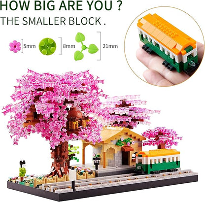 Japanese Cherry Blossom Tree Building Set Mini Micro Blocks Kit for Adult Flowers House Bonsai Tree Building kit Ideas Toys Present for Girls 14+