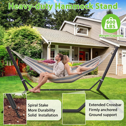 Miveda Universal Hammock Stand, Heavy Duty Adjustable 8-12FT Steel Hammock, 600lbs, Black Hammock Stand Weather Resistant for Outdoor Yard Garden with Bag
