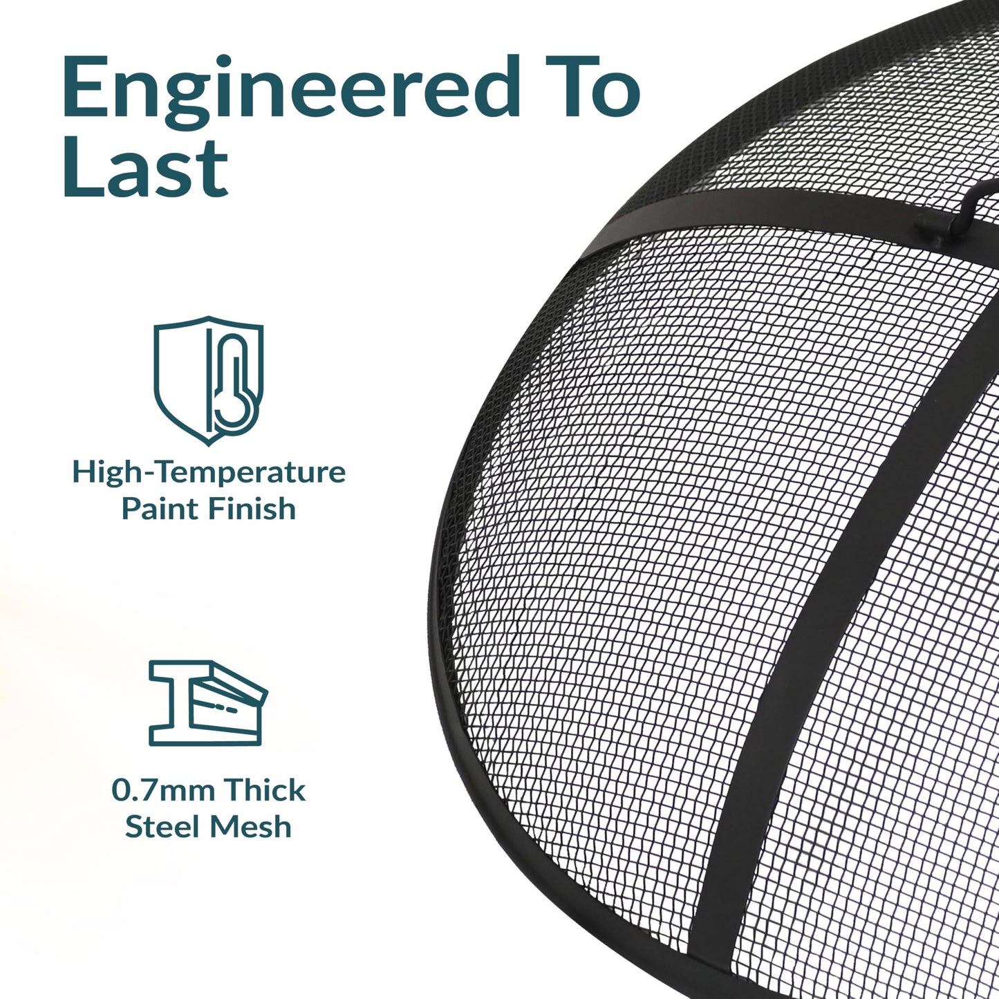 Sunnydaze Heavy-Duty Steel Mesh Fire Pit Screen - Fire Pit Spark Screen with Handle - 40-Inch Diameter