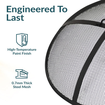 Sunnydaze Heavy-Duty Steel Mesh Fire Pit Screen - Fire Pit Spark Screen with Handle - 40-Inch Diameter