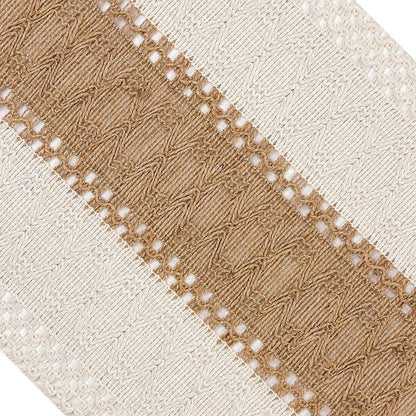 Vanzard Boho Table Runner for Spring Home Decor with Tassels 72 Inches, Farmhouse Rustic Cream & Brown Table Runners for Bohemian Kitchen Summer Dining Table(12x72in, Fringe Included)