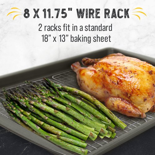 Checkered Chef Cooling Rack for Cooking and Baking - 8” x 11 ¾" Set of 2 Stainless Steel, Oven Safe Grid Wire Cookie Cooling Racks