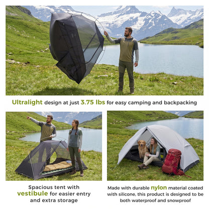 ATEPA Voyage 1 Person Backpacking Tent, Ultralight 20D SilNylon 4 Season Tent, 4000mm Waterproof Freestanding Camping Tent with Dual Doors & Expandable Vestibule for Hiking Bikepacking Mountaineering