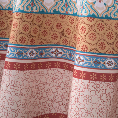 Maison d' Hermine Table Cloth Round Table 100% Cotton 63 Inches Fall Tablecloth Reusable Everyday Use for Thanksgiving Christmas Decorations Dining Farmhouse Party (Romane)