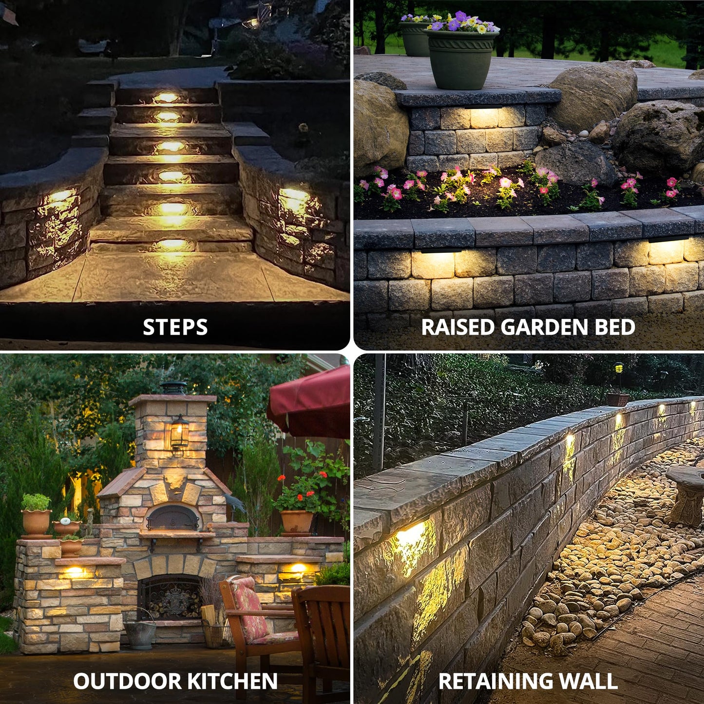 GKOLED 8-Pack Replaceable 6.8" LED Hardscape Lights, Low Voltage Retaining Wall Lights, Paver Wall Hardscape Lighting, Outdoor Landscape Step Lights, 12VAC/DC 1.5W 2700K, Die-cast Aluminum Housing