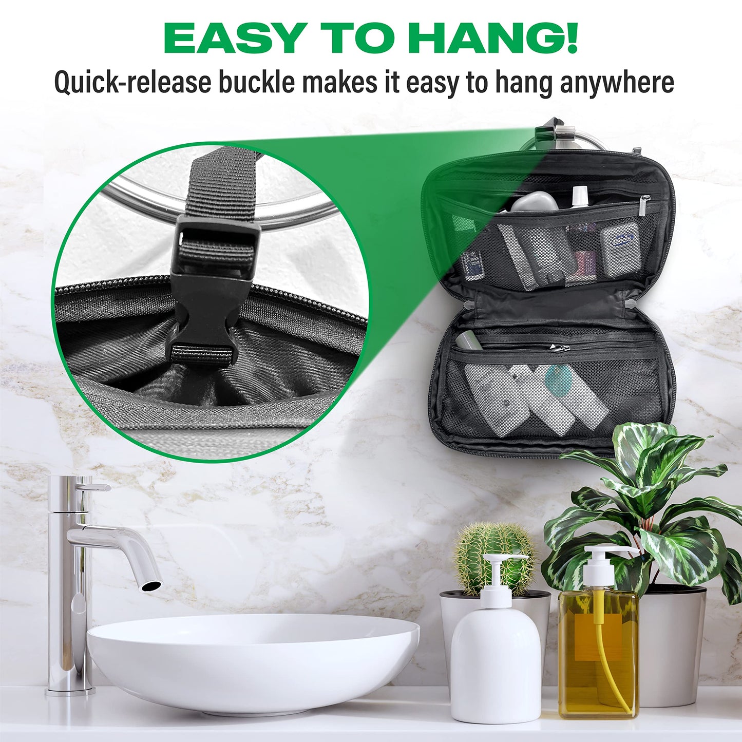 COR Surf Carry On Travel Backpack Bundle | Island Hopper Travel Backpack with Toiletry Bag and Compression Packing Cube Set (28L 2.0, Black with Green Zipper)