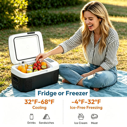 Simple Deluxe 12 Volt Refrigerator, 17QT Single Zone Electric Cooler, Car Fridge -4℉-68℉, Portable Refrigerator 12/24V DC 100-240V AC, Portable Freezer for Travel RV Camping Boat Home