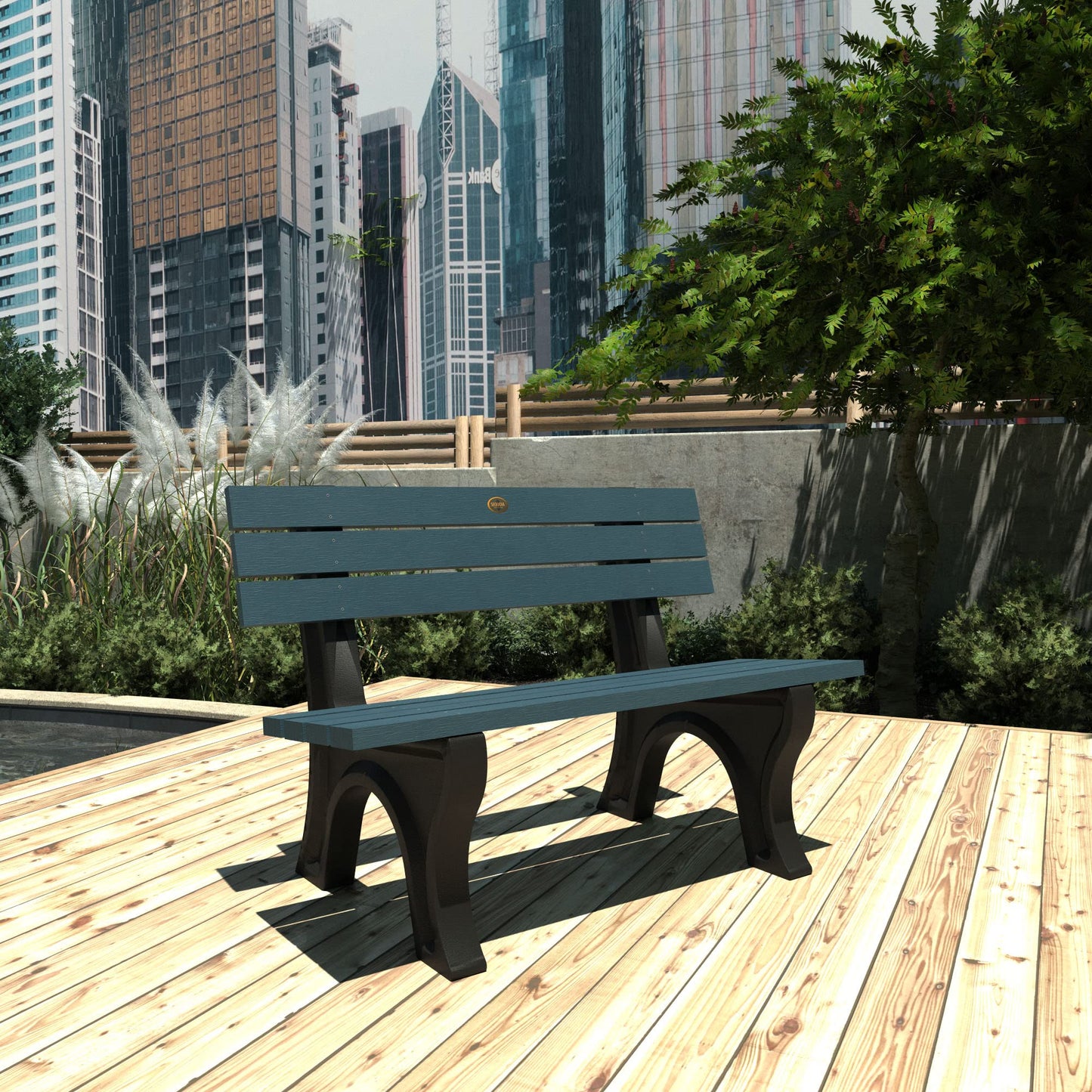 Sequoia Professional Aurora 4 ft Park Bench, Nantucket Blue