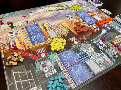 Stonemaier Games: Euphoria: Build a Better Dystopia (Base Game) by Jamey Stegmaier &amp Alan Stone | Competitive Dice Worker Placement Strategy Board Game for Adults &amp Family | 2-6 Players 60 Mi