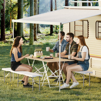EliteEdge 6Ft Plastic Folding Bench, 2 Pack Portable Folding Bench, Foldable HDPE Waterproof Outdoor Benches with Carrying Handle Picnic Camping Sports Party Activities, White (White-2pc)
