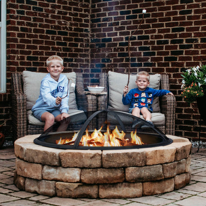SUNCREAT Outdoor Fire Pit Spark Screen Cover Accessory, 40 Inch Patio Round Fire Mesh Screen Guard, Heavy Duty Steel Firepit Ember Lid, 40 Inch