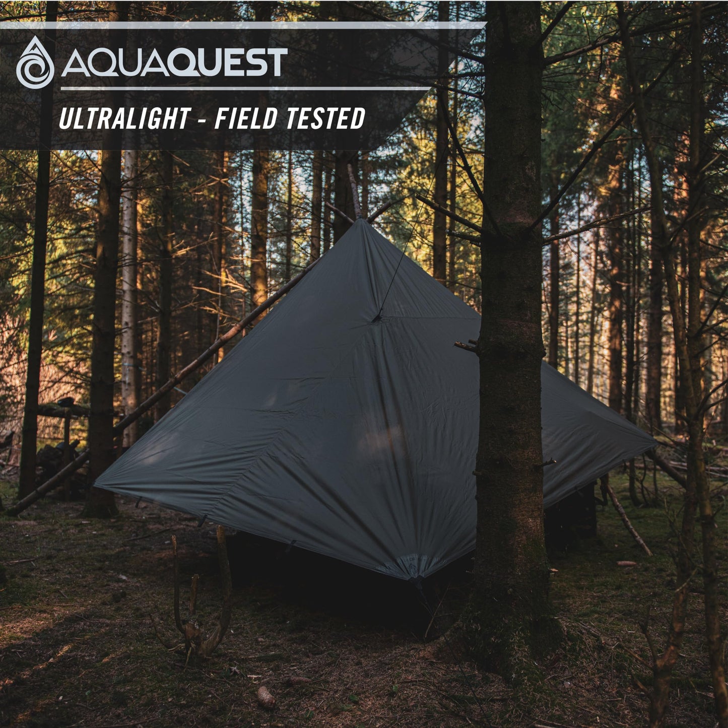 AquaQuest Guide Tarp – Ultralight Waterproof (5,000 mm) Seam‑Taped 40D Ripstop Rain Fly for Backpacking, Stealth Camping & Thru‑Hiking – 10×10 Olive Drab