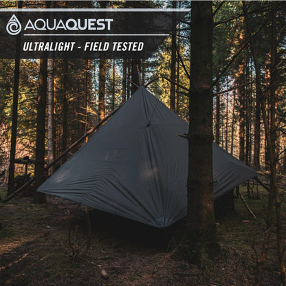 AquaQuest Guide Tarp – Ultralight Waterproof (5,000 mm) Seam‑Taped 40D Ripstop Rain Fly for Backpacking, Stealth Camping & Thru‑Hiking – 10×10 Olive Drab