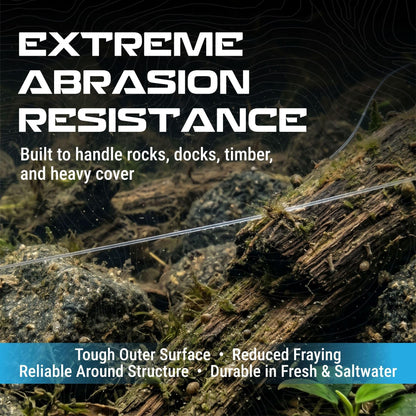 Reaction Tackle 100% Pure Fluorocarbon Fishing Line - High Strength, Abrasion-Resistant, Fast-Sinking, Virtually Invisible - Saltwater and Freshwater Leader Line - Clear - 200LB 50 Yards