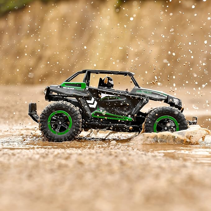 BEZGAR TB142 Remote Control Car - 1:14 Scale RC Cars 20 Km/h 2WD All-Terrains Electric Off-Road Vehicle Truck Crawler Toy with Two Rechargeable Batteries for Boys Kids and Adults