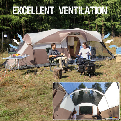 Portal 8 Person Family Tent for Camping with Screen Porch, Waterproof Large Camping Tent with Rainfly, Big Family Tents for Outdoor Camping