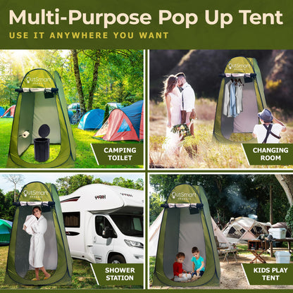 Outsmart Gadgets Portable Toilet Kit for Adults with Camping Night Lantern, Folding XL Toilet Seat, Pop Up Privacy Tent and Carry Bags, Multipurpose Potty, Washable Foldable for RV and Travel