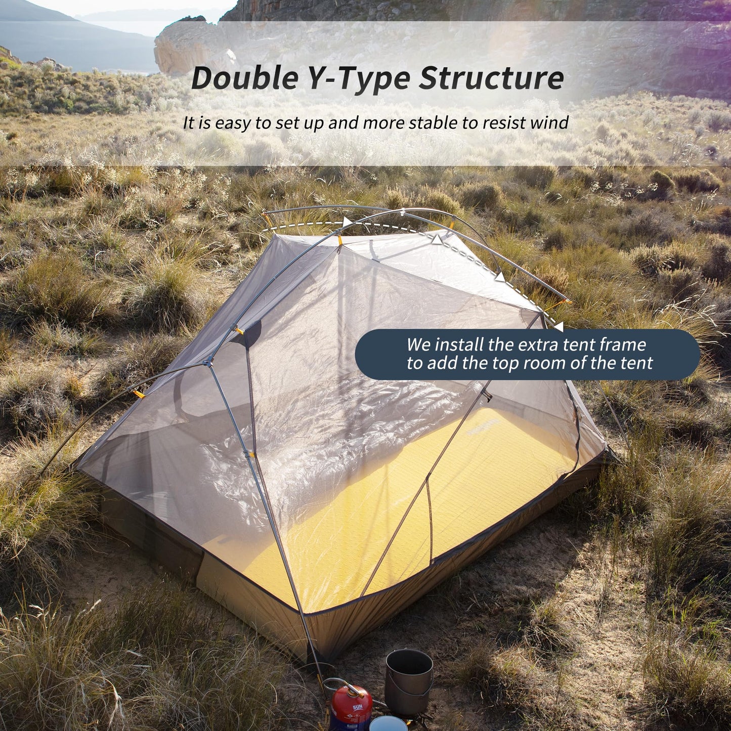 Naturehike Mongar 2 Person Backpacking Tent, 3 Season Camping Tent Ultralight Double Layer Free Standing Two Person Tents for Camping Hiking Cycling