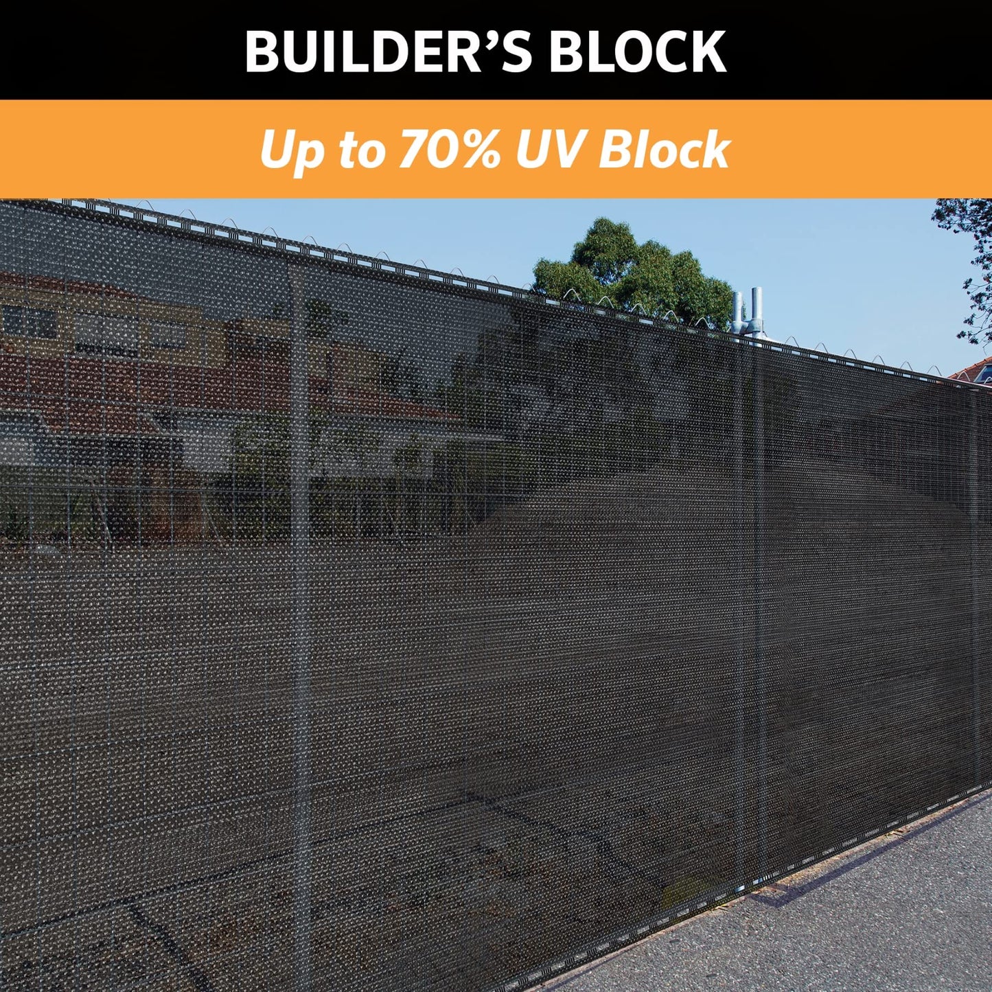 Coolaroo Builder's Block Construction Privacy Screen - Heavy-Duty Tear Resistant Shade Fabric for Fence, Job Site, and Wind Protection, 6ftx100ft Roll, Black
