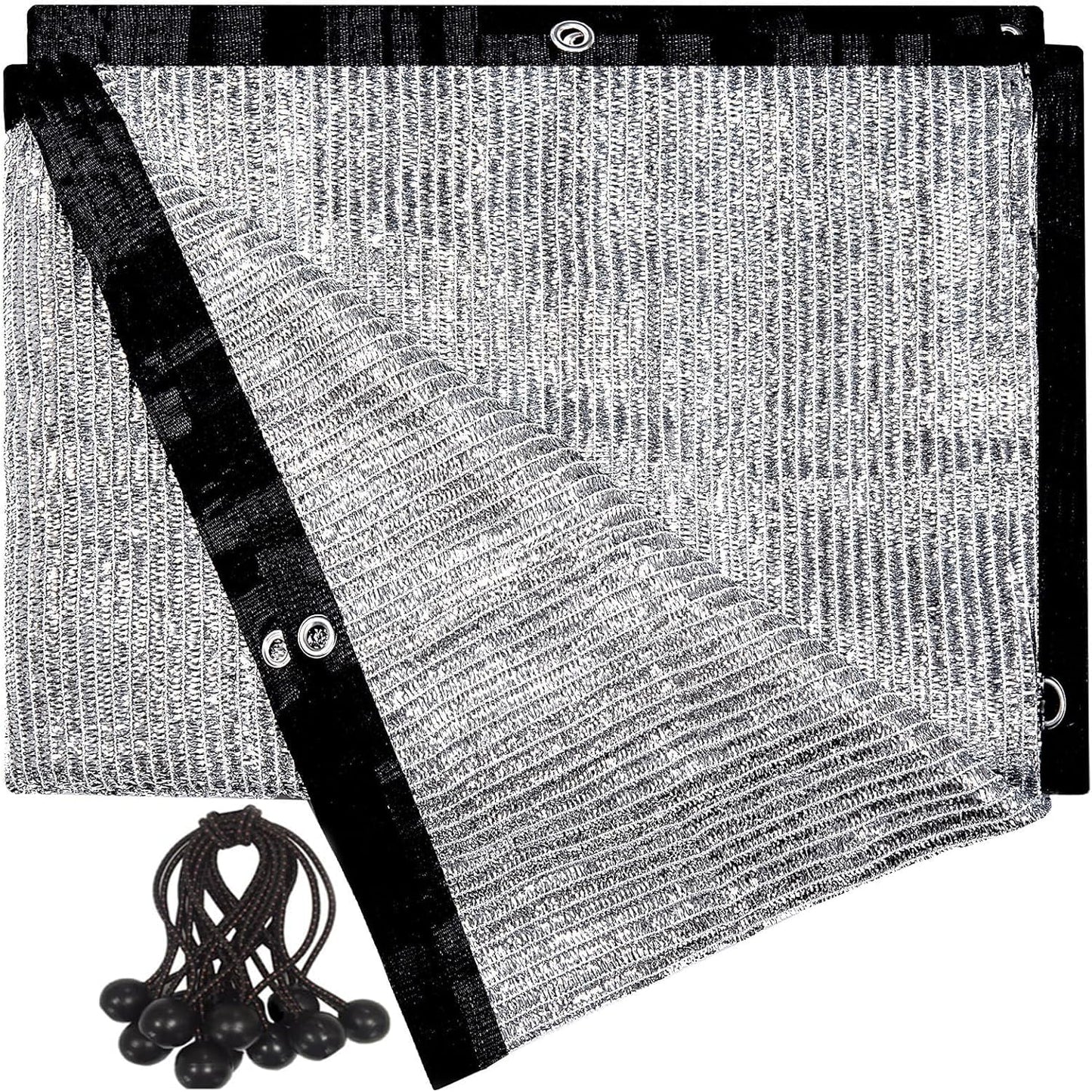 70% Aluminum Shade Cloth for Garden 20 FT x 20 FT, Durable Mesh Silver Tarps with Grommets and Ball Bungee,Reflective Sun Shade Net Cover for Pet Shade, RV & Car Shades, Patio, Pergola, Plants, Pools
