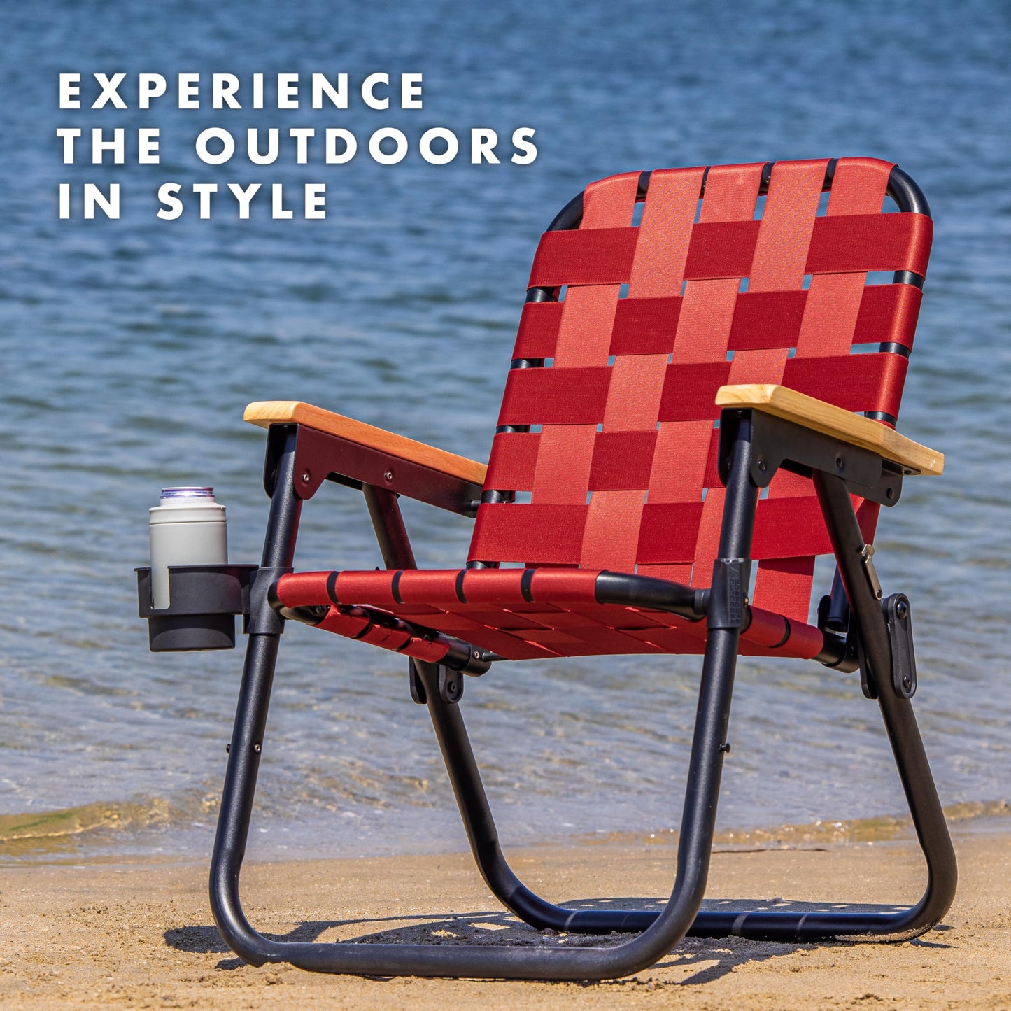 GoSports Outdoors WOVN Beach Backpack Chair - Premium Folding Camping Chair - 9 Styles Available - Burnt RED