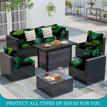 Skiennix 14 Pcs Stretch Patio Cushion Covers - Washable Outdoor Couch & Sofa Slipcovers | Summer Colors