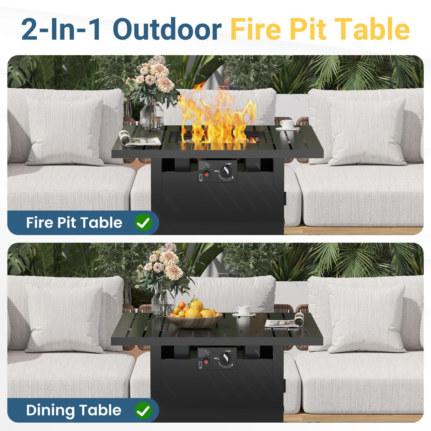 Wisteria Lane 30" Propane Fire Pit Table, 50,000 BTU Gas Fire Pit for Outside, Outdoor Fire Pit with CSA Certification for Backyard Balcony Garden Patio Deck