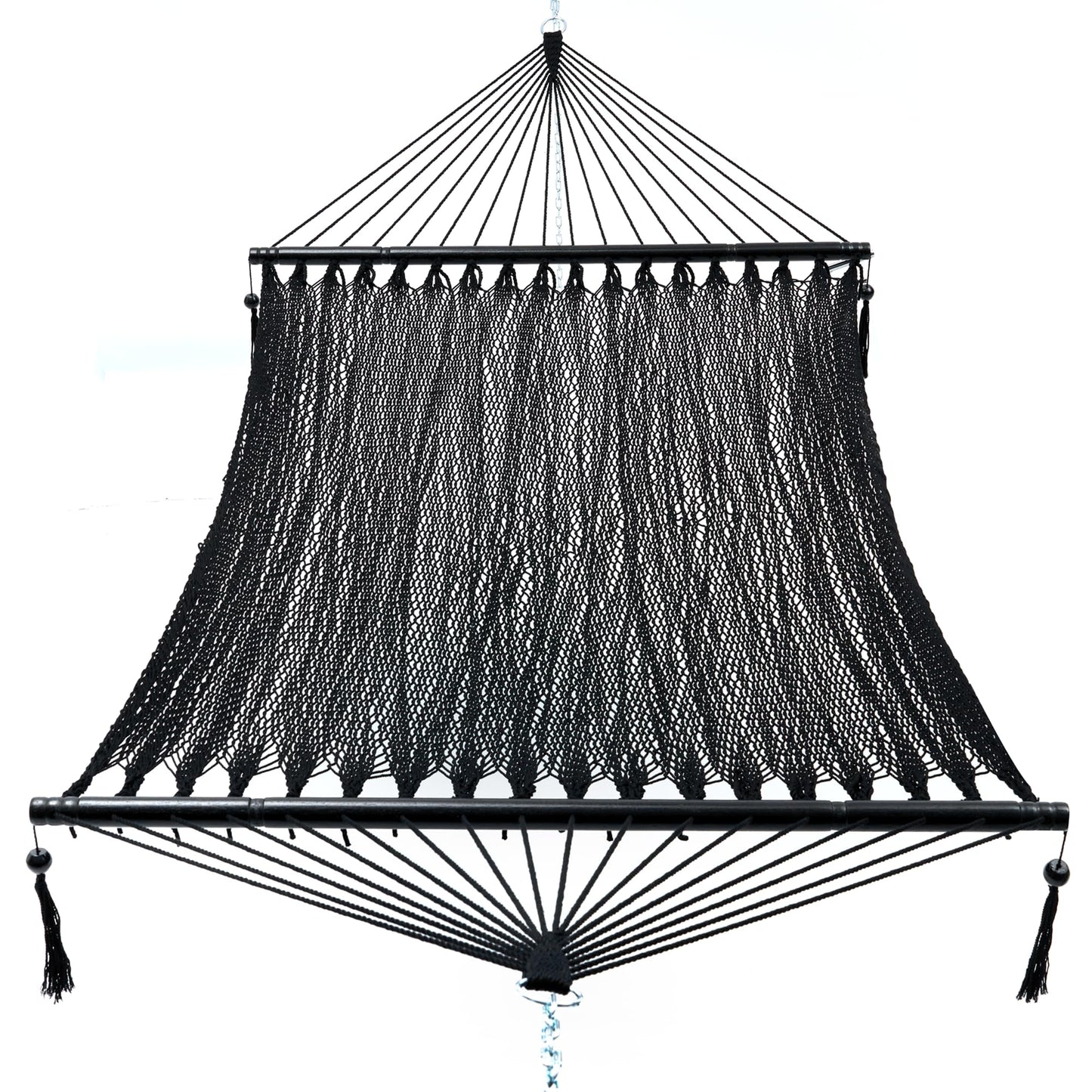 PNAEUT Double Rope Hammocks for Outside, Handwoven Double Caribbean Hammock with Spreader Bar for Outdoor Indoor, Max 600 lbs Capacity (Abyss)