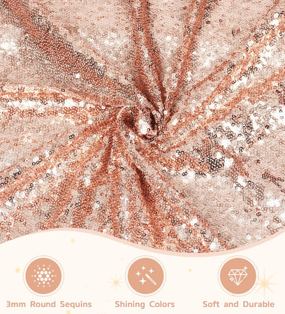 Juya Delight 60" x 120" Rose Gold Rectangle Sequin Tablecloth for Party Dinner Banquet Festival Wedding Anniversary Exhibition Dessert Table
