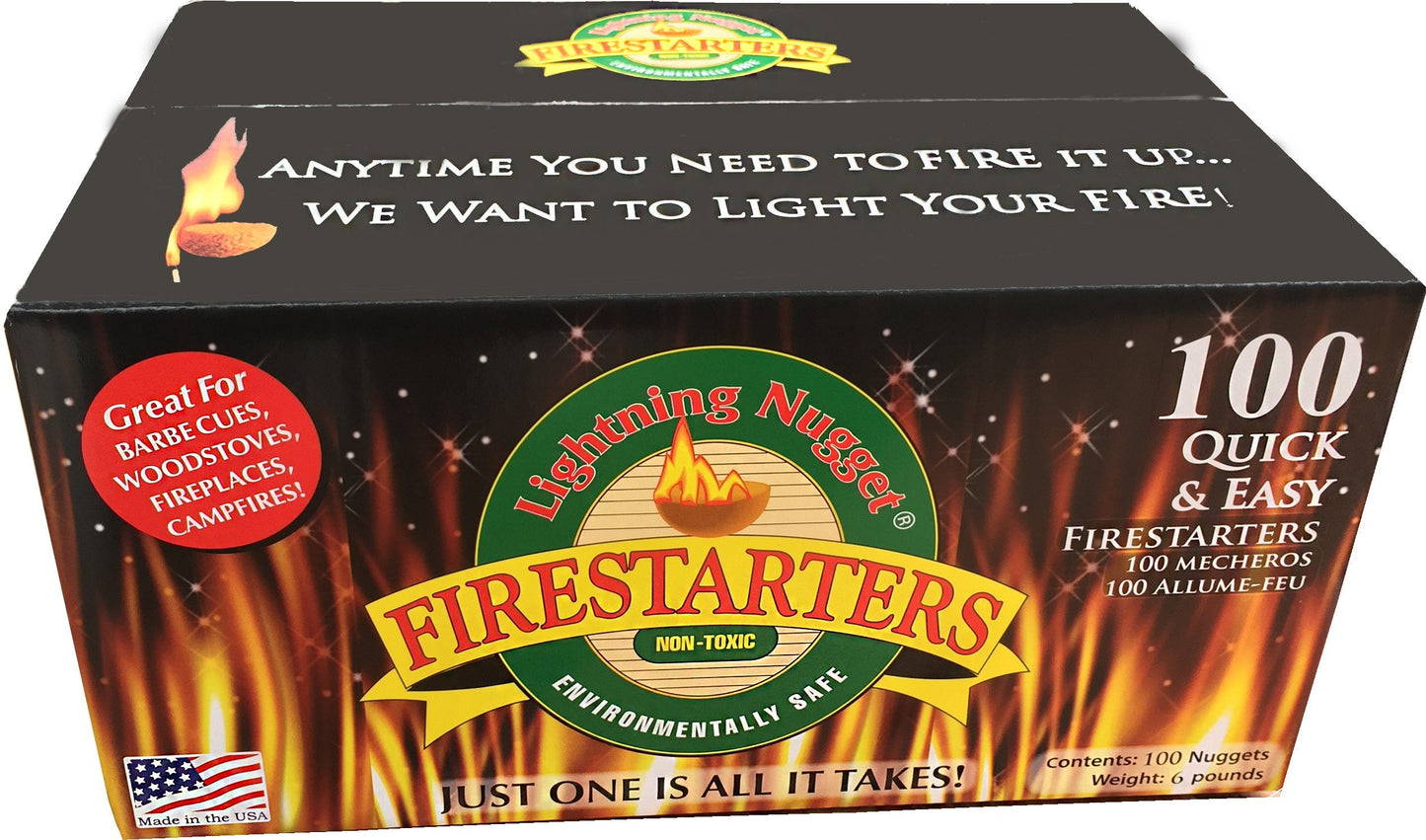 Lightning Nuggets N100SEB Super Economy Box Fire Starter, Tan Brown, 100 Count (Pack of 1) & Kleenex® Professional Facial Tissue (21606), 2-Ply, White, Flat Facial Tissue Boxes for Business
