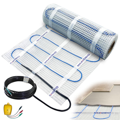 MAXKOSKO 70 sq.ft. Electric Floor Heat Mat Kit, 120 V Underfloor Radiant Heating System for Tile, Stone and Laminate Indoor Use with Alarm Cable Monitor