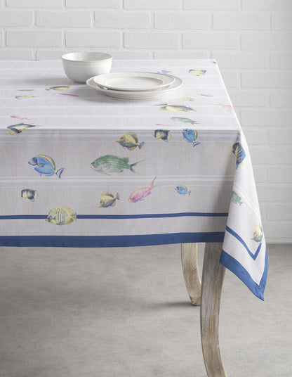 Maison d' Hermine Table Cloth Square Table 100% Cotton 54 x 54 Inches Tablecloth Reusable Decorative for Dining Kitchen Room Farmhouse Home Gifts for Mothers Day Spring Summer - Poisson