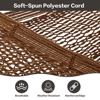 CHULIM Handwoven Mayan Hammock with 10ft Tree Straps, 550lbs Capacity Soft Rope Double Hammock, Portable Outdoor Hammock with Carry Bag for Camping Backyard Beach - Coffee