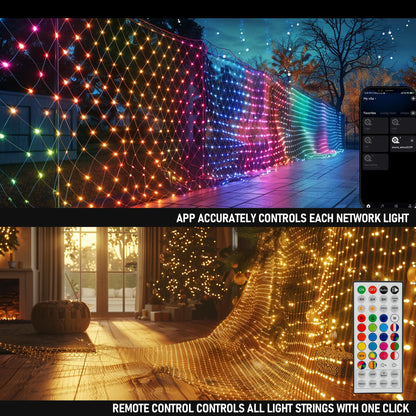 Dazzle Bright 360 LED Net Lights, 12FT x 5FT, Purple, Connectable, 8 Lighting Modes, Halloween Decorations