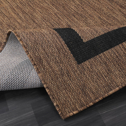 Luul Home Bordered Outdoor Rug 9x12 Washable Outside Carpet for Indoor Patio Porch Waterproof Easy Cleaning Non Shedding Area Rugs Nut Brown - Black 9 x 12