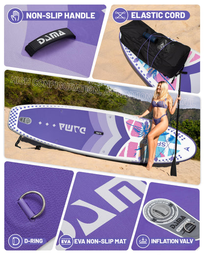 DAMA 11'*34"*6" Inflatable Paddle Board, Paddle Boards for Adults,Sup,Lightweight and Durable, Easy to Inflate, Versatile in Style, Fully Functional, Equipped w/High Grade Accessories，Purple.