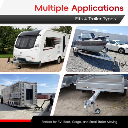 BESTOCEAN Trailer Dolly, 3500 lb Tongue Weight Capacity, Heavy Duty Trailer Mover Dolly with 2 inch Ball, Angle Adjustable, 8'' PU Swivel Wheels with Brakes, for RV, Boat, Camper & Utility Trailers