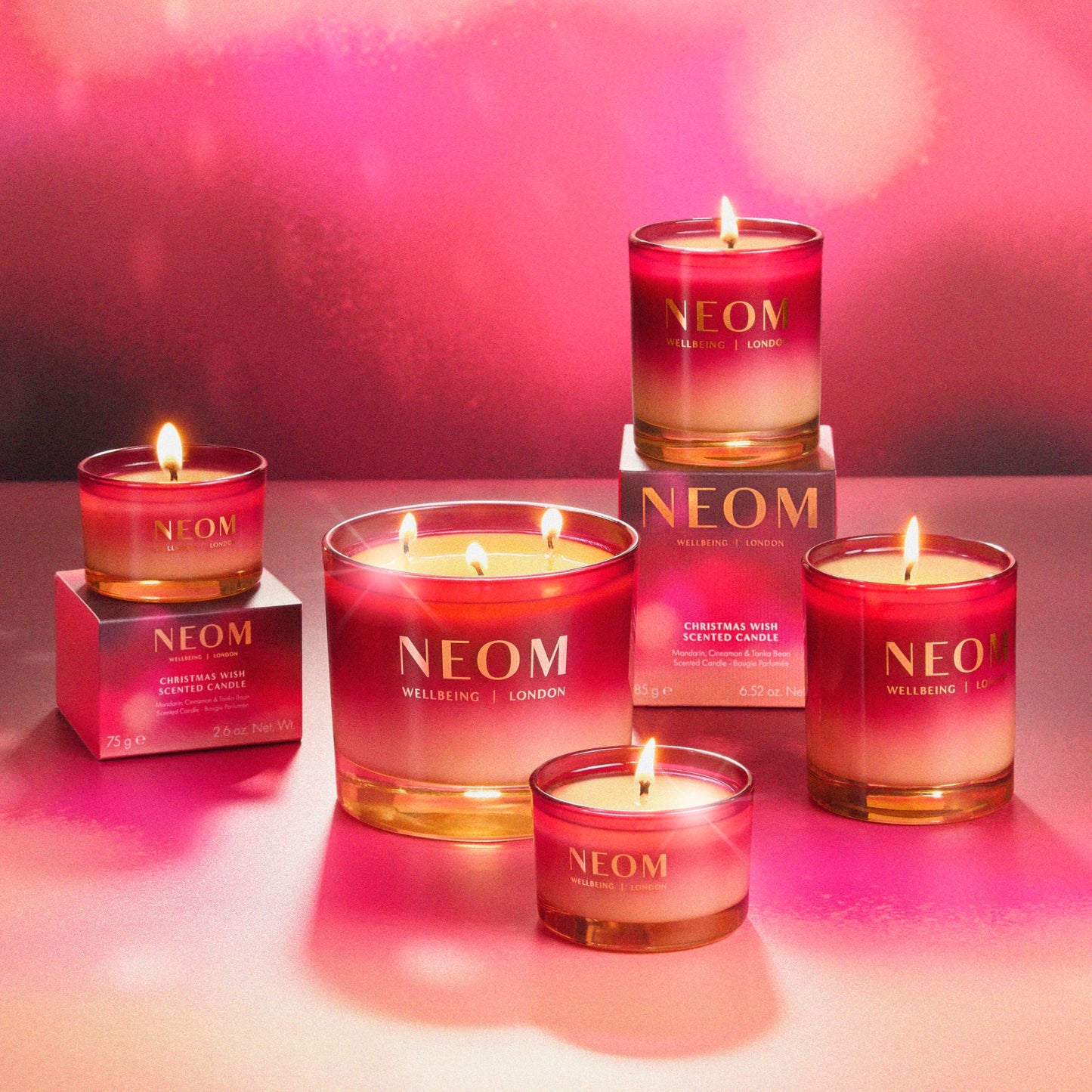 NEOM Christmas Wish Candle, 3 Wick | Mandarin, Cinnamon & Tonka Bean I Made with 100% Naturally derived Wax I Designed to Help You Relax and Unwind I Expertly Blended I Hand Finished