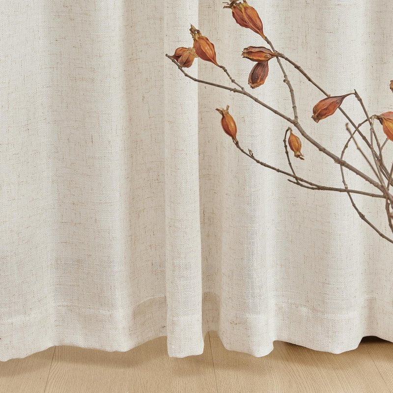 MYSKY HOME Linen Curtains for Sliding Glass Door, Back Tab Semi Sheer Curtain Panels Extra Long Floor Length Drapes Linen Texture Soft Touch Country Curtains, 50x102 Inch, Linen, Set of 2