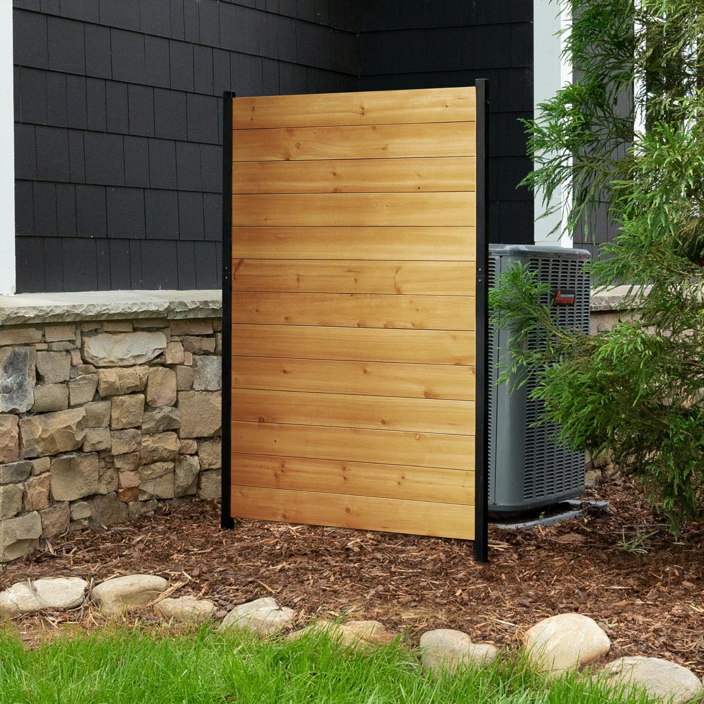5ft H x 3.2ft W (1 Panel) No Dig Enclo Fairmont Cedar Wood Privacy Screen, Great to Hide Trash Cans, Decorative Patio Screen, Outdoor Privacy Fence Panel, Air Conditioner Barrier, EC18043